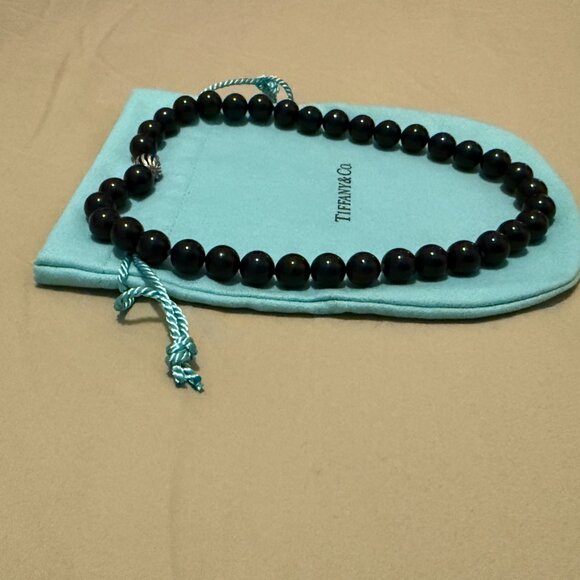 TIFFANY & CO. Onyx Bead Silver Collar Necklace - Picture 5 of 13